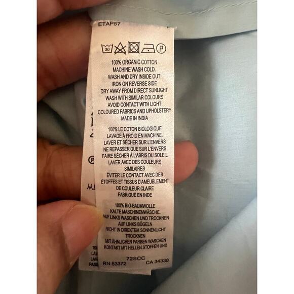 French Connection Women's Blue Boxy Cele Rhodes Cotton Blouse Sz XL - Picture 6 of 6